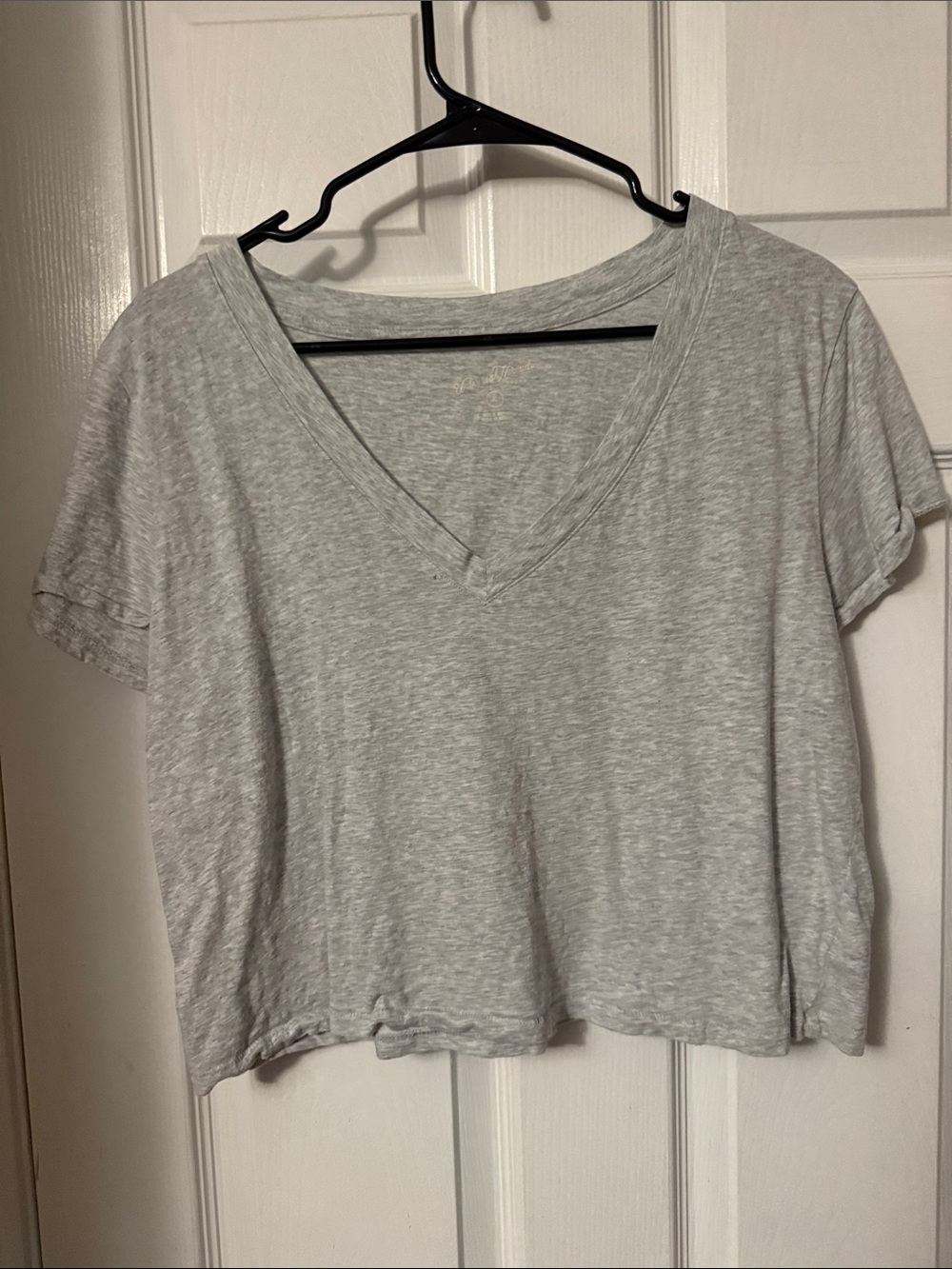 Grey Cropped V Neck